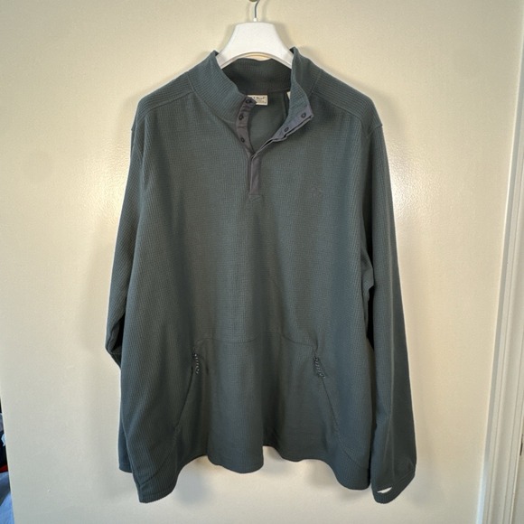 L.L. Bean Other - LL Bean AirLight Knit Pullover Mens XXXL Tall Green Gray Snap Mock Neck 521244